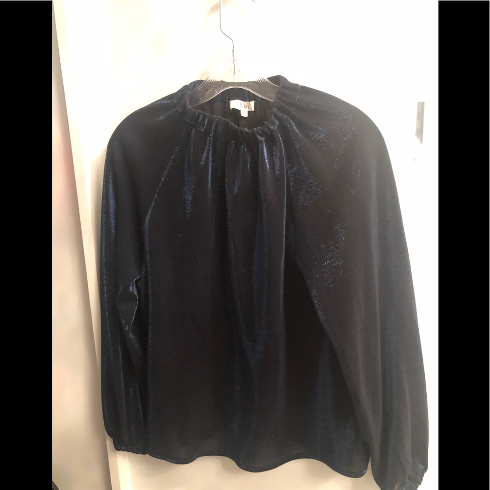 Tibi Iridescent blue 3/4 sleeve top